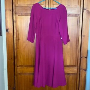 NWT Eliza J Fuschia Swing Dress With 3/4 Length Sleeves Size 10